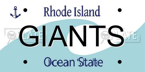GIANTS Rhode Island License Plate