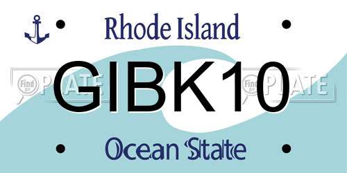 GIBK10 Rhode Island License Plate