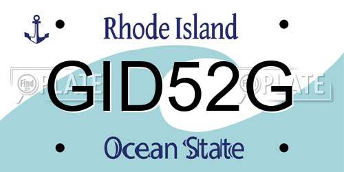 GID52G Rhode Island License Plate