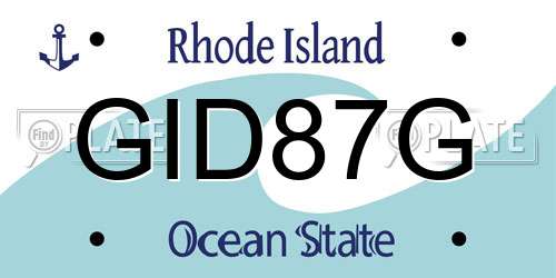 GID87G Rhode Island License Plate