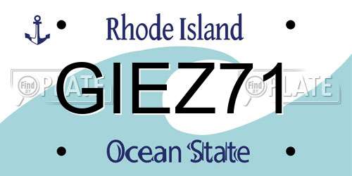 GIEZ71 Rhode Island License Plate