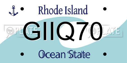 GIIQ70 Rhode Island License Plate