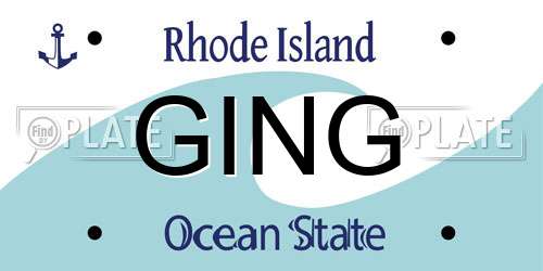 GING Rhode Island License Plate