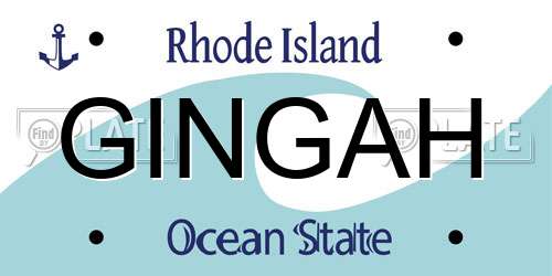 GINGAH Rhode Island License Plate