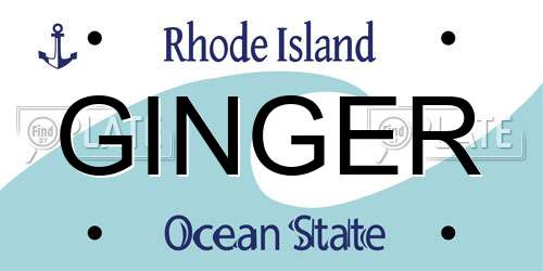 GINGER Rhode Island License Plate