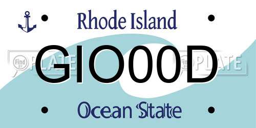 GIO00D Rhode Island License Plate