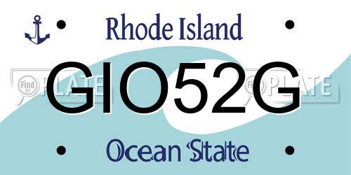 GIO52G Rhode Island License Plate