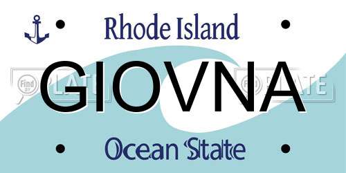 GIOVNA Rhode Island License Plate