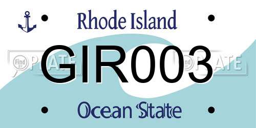 GIR003 Rhode Island License Plate