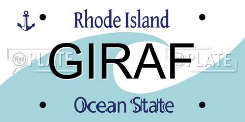 GIRAF Rhode Island License Plate