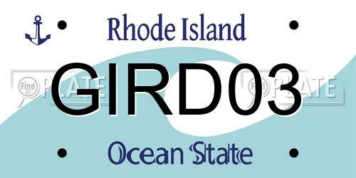 GIRD03 Rhode Island License Plate