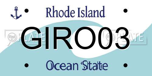 GIRO03 Rhode Island License Plate
