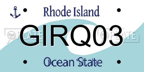 GIRQ03 Rhode Island License Plate