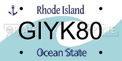 GIYK80 Rhode Island License Plate