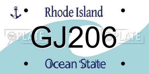 GJ206 Rhode Island License Plate