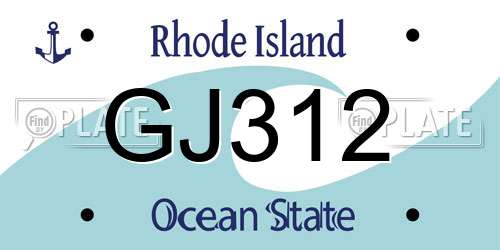 GJ312 Rhode Island License Plate
