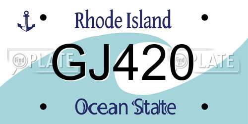 GJ420 Rhode Island License Plate