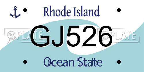 GJ526 Rhode Island License Plate