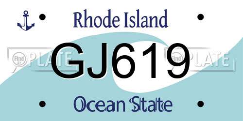 GJ619 Rhode Island License Plate