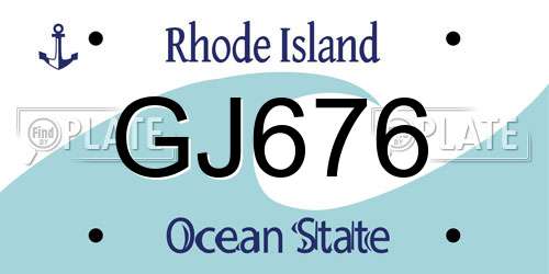 GJ676 Rhode Island License Plate