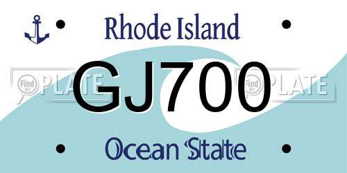 GJ700 Rhode Island License Plate