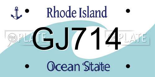 GJ714 Rhode Island License Plate