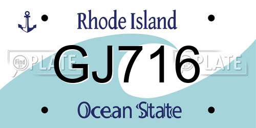 GJ716 Rhode Island License Plate