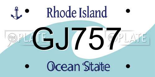 GJ757 Rhode Island License Plate