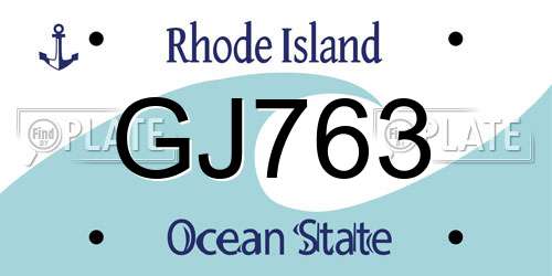 GJ763 Rhode Island License Plate