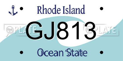 GJ813 Rhode Island License Plate