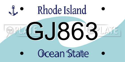 GJ863 Rhode Island License Plate