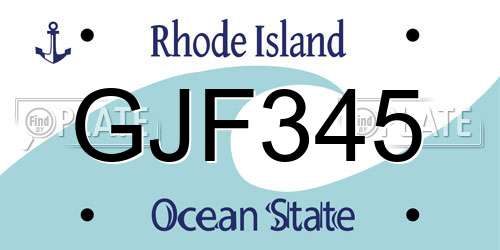 GJF345 Rhode Island License Plate