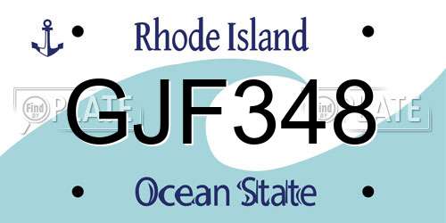 GJF348 Rhode Island License Plate