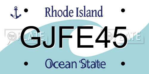 GJFE45 Rhode Island License Plate