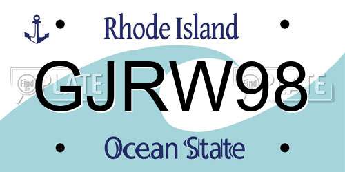 GJRW98 Rhode Island License Plate