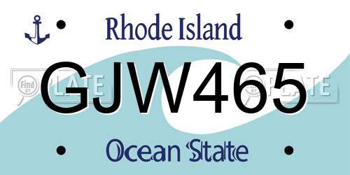 GJW465 Rhode Island License Plate