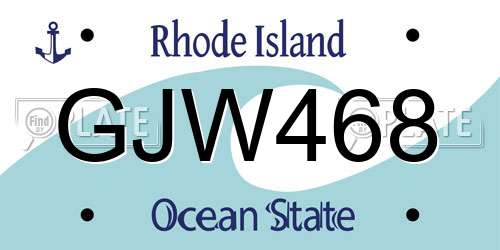 GJW468 Rhode Island License Plate
