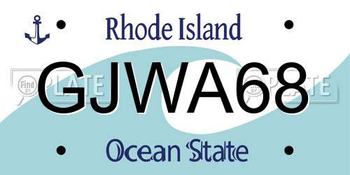 GJWA68 Rhode Island License Plate