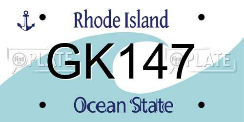 GK147 Rhode Island License Plate