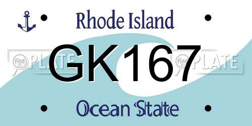 GK167 Rhode Island License Plate