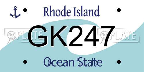 GK247 Rhode Island License Plate