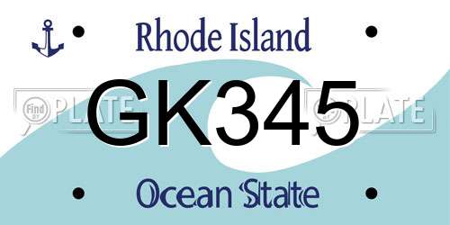 GK345 Rhode Island License Plate
