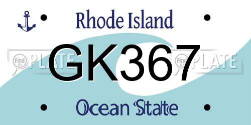 GK367 Rhode Island License Plate