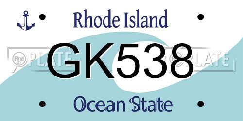 GK538 Rhode Island License Plate