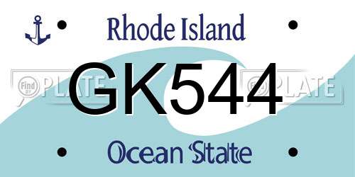 GK544 Rhode Island License Plate