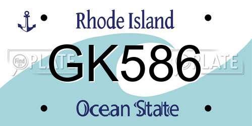 GK586 Rhode Island License Plate