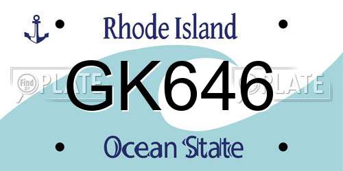GK646 Rhode Island License Plate