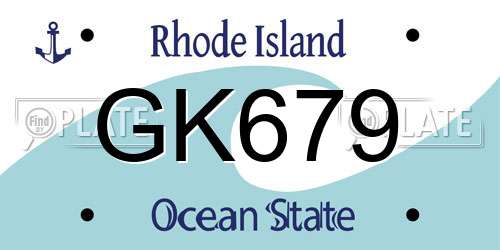 GK679 Rhode Island License Plate