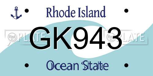 GK943 Rhode Island License Plate