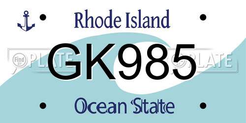 GK985 Rhode Island License Plate